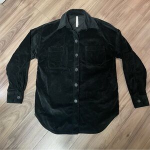 Aritzia The group Babaton Black Corduroy button up Shirt size 2xs